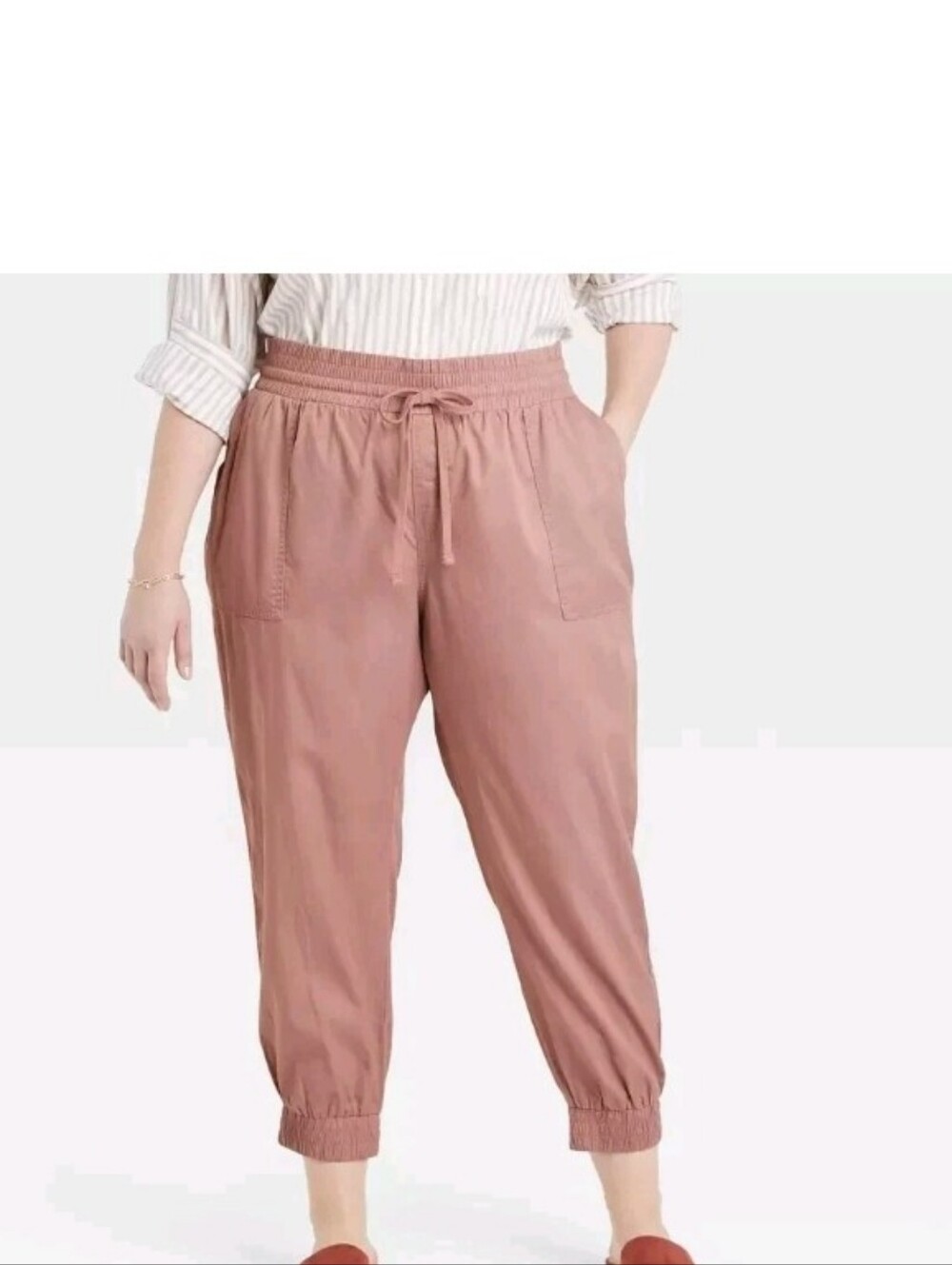 A New Day Women's High-Rise Drawstring Crop Jogger Pants - Dusty Rose